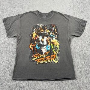 Street Fighter T-Shirt Men Medium Gray Character Graphic Short Sleeve Video Game